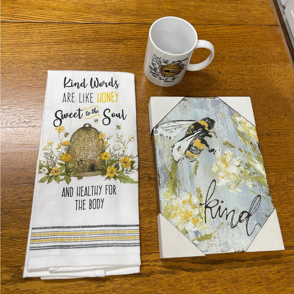 “Bee Kind” Picture, Tea Towel & Mug